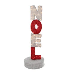 Northlight 39" Lighted Red And Silver Noel Outdoor Christmas Sign Decoration