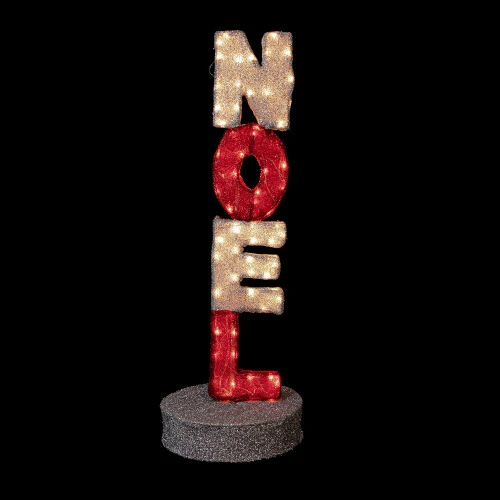 Northlight 39" Lighted Red And Silver Noel Outdoor Christmas Sign Decoration 3 Northlight 39" Lighted Red And Silver Noel Outdoor Christmas Sign Decoration - Image 3