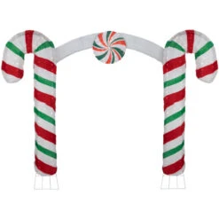 Northlight Lighted Double Candy Cane Archway Outdoor Christmas Decoration - 7' - Warm White
