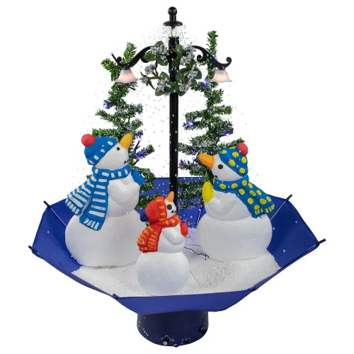 Northlight 30" Lighted Musical Snowing Snowman Family In Umbrella Base Christmas Decoration 1 Northlight 30" Lighted Musical Snowing Snowman Family In Umbrella Base Christmas Decoration
