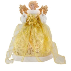 Lighted Angel Christmas Tree Topper - Gold - 12" - Clear Lights