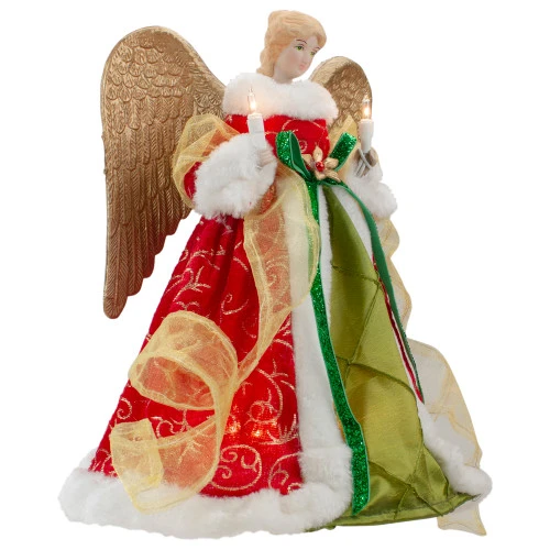 Lighted Angel With Golden Wings Christmas Tree Topper - 12" - Clear Lights 3 Lighted Angel With Golden Wings Christmas Tree Topper - 12" - Clear Lights - Image 3