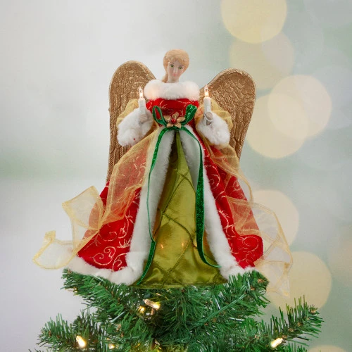 Lighted Angel With Golden Wings Christmas Tree Topper - 12" - Clear Lights 2 Lighted Angel With Golden Wings Christmas Tree Topper - 12" - Clear Lights - Image 2