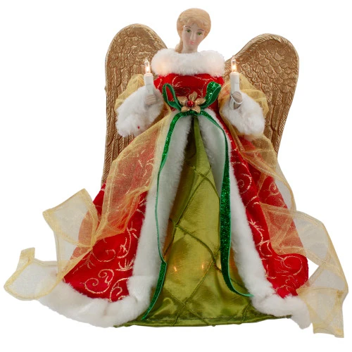 Lighted Angel With Golden Wings Christmas Tree Topper - 12" - Clear Lights 1 Lighted Angel With Golden Wings Christmas Tree Topper - 12" - Clear Lights