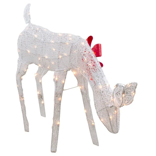 Northlight Lighted Mesh Feeding Doe Outdoor Christmas Decoration - 37" - White - Clear Lights 4 Northlight Lighted Mesh Feeding Doe Outdoor Christmas Decoration - 37" - White - Clear Lights - Image 4