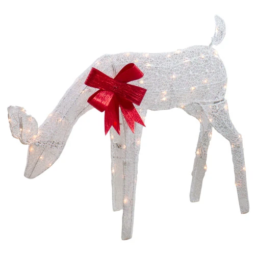 Northlight Lighted Mesh Feeding Doe Outdoor Christmas Decoration - 37" - White - Clear Lights 3 Northlight Lighted Mesh Feeding Doe Outdoor Christmas Decoration - 37" - White - Clear Lights - Image 3