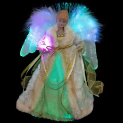 Northlight Color-Changing Fiber Optic Angel Christmas Tree Topper - 12" - Gold -Winter Decor Store northlight rp97050 on20black 01 2 61417.1727404100