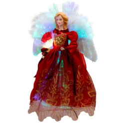 Northlight Lighted Fiber Optic Angel Christmas Tree Topper - 12" - Red And Gold -Winter Decor Store northlight rp97051 02 2 23856.1727404101