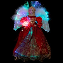 Northlight Lighted Fiber Optic Angel Christmas Tree Topper - 12" - Red And Gold -Winter Decor Store northlight rp97051 on20black 01 2 44550.1727404102
