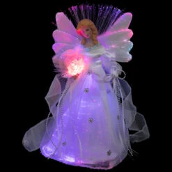 Northlight Color-changing Fiber Optic Angel With Rose Christmas Tree Topper - 12" - White -Winter Decor Store northlight rp97052 on20black 01 2 97163.1727404099