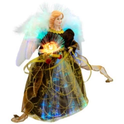 Northlight Color Changing Fiber Optic Christmas Angel Tree Topper - 12" - Brown -Winter Decor Store northlight rp97053 03 2 91770.1727404101