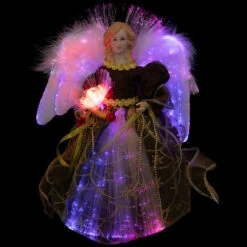 Northlight Color Changing Fiber Optic Christmas Angel Tree Topper - 12" - Brown -Winter Decor Store northlight rp97053 on20black 01 2 10781.1727404102