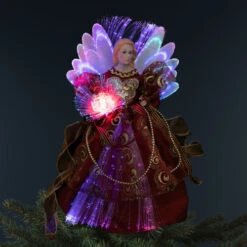 Northlight Lighted Fiber Optic Angel Christmas Tree Topper - 12" - Burgundy
