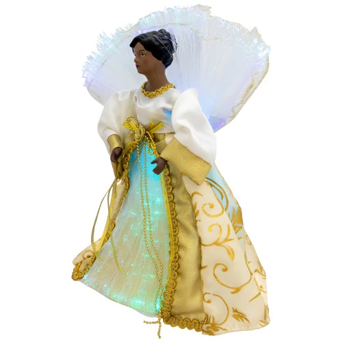 Northlight Lighted Fiber Optic African American Angel Christmas Tree Topper - 12" - Gold 4 Northlight Lighted Fiber Optic African American Angel Christmas Tree Topper - 12" - Gold - Image 4