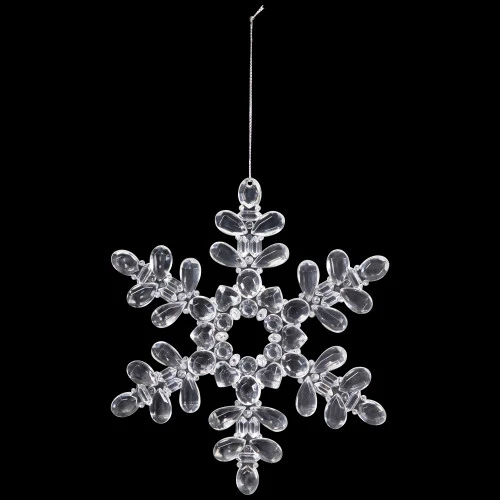 Snowflake Acrylic Christmas Ornaments - 7" - Clear - Set Of 6 1 Snowflake Acrylic Christmas Ornaments - 7" - Clear - Set Of 6