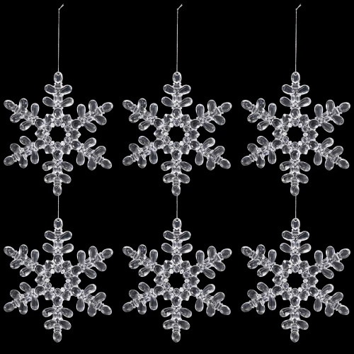 Snowflake Acrylic Christmas Ornaments - 7" - Clear - Set Of 6 8 Snowflake Acrylic Christmas Ornaments - 7" - Clear - Set Of 6 - Image 8
