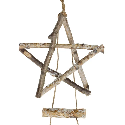 Northlight Natural Frosted Tree With Star Topper Wooden Christmas Hanging Decoration - 51" 2 Northlight Natural Frosted Tree With Star Topper Wooden Christmas Hanging Decoration - 51" - Image 2