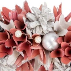 Northlight 13" Pink And White Wooden Floral Christmas Wreath With Pinecones -Winter Decor Store northlight sh16519 3 46506.1680285015