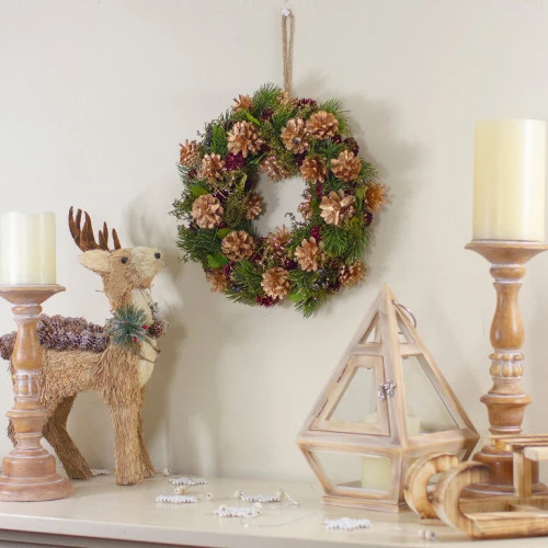 Northlight 12" Green, Gold, And Red Glitter Pinecones Christmas Wreath 2 Northlight 12" Green, Gold, And Red Glitter Pinecones Christmas Wreath - Image 2