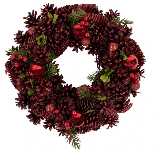Northlight Red Pinecone, Berry And Ornament Christmas Wreath, 13.5-Inch, Unlit 1 Northlight Red Pinecone, Berry And Ornament Christmas Wreath, 13.5-Inch, Unlit