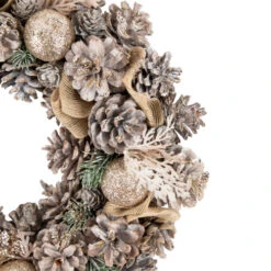 Northlight Glittered Pine And Burlap Bows Artificial Christmas Wreath - 13.75" - Unlit -Winter Decor Store northlight sh94273 2new 52184.1667981944