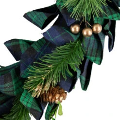 Northlight Blue And Green Plaid Bow Artificial Pine Christmas Wreath, 17.75-Inch, Unlit -Winter Decor Store northlight sh94280 3new 93648.1668154935