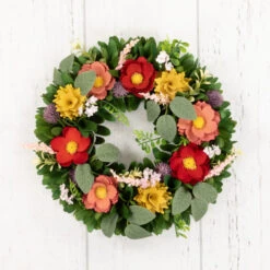 Northlight Wooden Mixed Floral And Foliage Artificial Spring Wreath - 13.75" -Winter Decor Store northlight sh95400 woodfloor 91411.1701883375