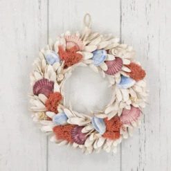 Northlight Artificial Seashells Wooden Wreath - 13" - White -Winter Decor Store northlight sh95455 woodfloor 33765.1706380465