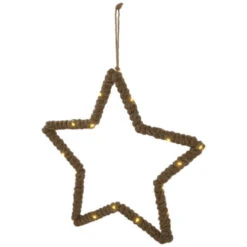 Northlight Lighted Jute Wrapped Star Silhouette Christmas Hanging Decoration - 11.5" -Winter Decor Store northlight sh96120 06 05738.1723165685