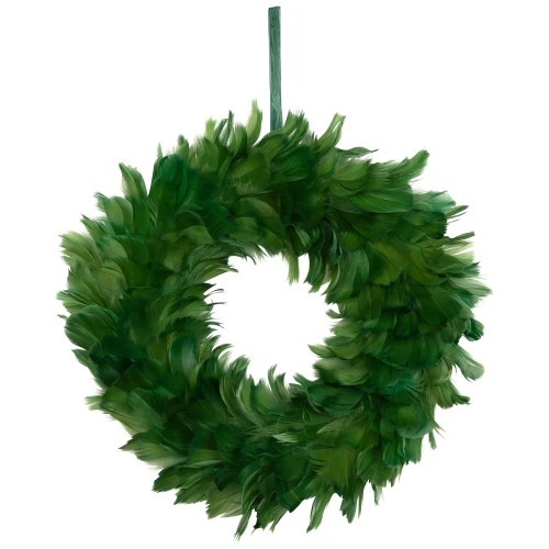 Northlight Wispy Feather Christmas Wreath - 14.5" - Unlit - Green 2 Northlight Wispy Feather Christmas Wreath - 14.5" - Unlit - Green - Image 2