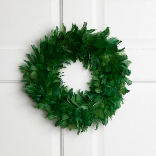 Northlight Wispy Feather Christmas Wreath - 14.5" - Unlit - Green 1 Northlight Wispy Feather Christmas Wreath - 14.5" - Unlit - Green