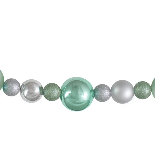 Northlight 6' Silver And Seafoam Green 3-Finish Shatterproof Ball Christmas Garland 3 Northlight 6' Silver And Seafoam Green 3-Finish Shatterproof Ball Christmas Garland - Image 3