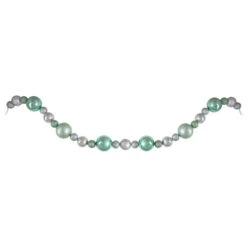 Northlight 6' Silver And Seafoam Green 3-Finish Shatterproof Ball Christmas Garland