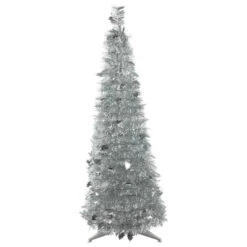 Northlight 4' Silver Tinsel Pop-Up Artificial Christmas Tree, Unlit