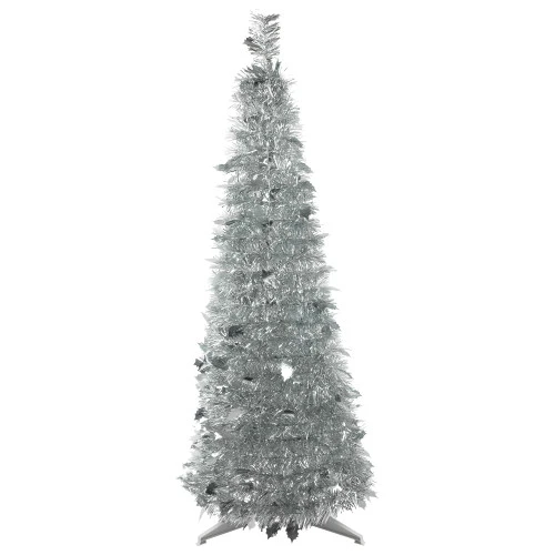 Northlight 4' Silver Tinsel Pop-Up Artificial Christmas Tree, Unlit 1 Northlight 4' Silver Tinsel Pop-Up Artificial Christmas Tree, Unlit