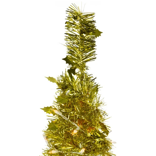 Northlight 6' Pre-Lit Gold Tinsel Pop-Up Artificial Christmas Tree, Clear Lights 3 Northlight 6' Pre-Lit Gold Tinsel Pop-Up Artificial Christmas Tree, Clear Lights - Image 3
