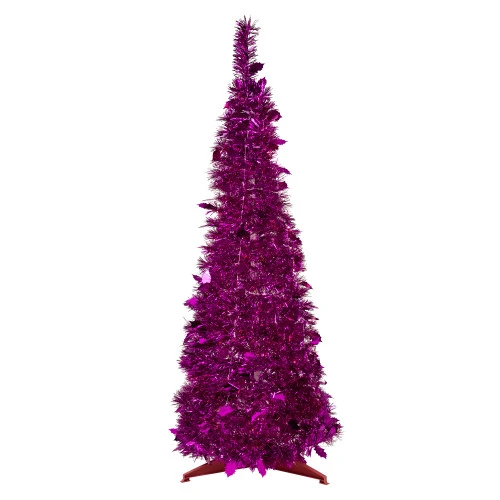 Northlight 4' Pink Tinsel Pop-Up Artificial Christmas Tree, Unlit 1 Northlight 4' Pink Tinsel Pop-Up Artificial Christmas Tree, Unlit