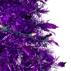 Northlight 4' Pre-Lit Purple Tinsel Pop-Up Artificial Christmas Tree, Clear Lights -Winter Decor Store northlight sm92152 2 13357.1647998800