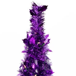 Northlight 6' Pre-Lit Purple Tinsel Pop-Up Artificial Christmas Tree, Clear Lights -Winter Decor Store northlight sm92152 3 24592.1647999114
