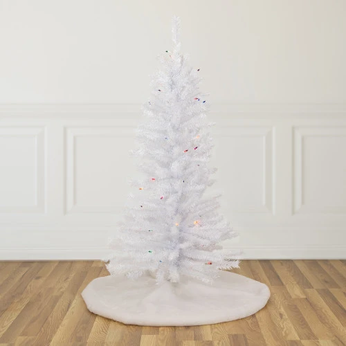 Northlight 4' Pre-Lit Woodbury White Pine Slim Artificial Christmas Tree, Multi Lights 2 Northlight 4' Pre-Lit Woodbury White Pine Slim Artificial Christmas Tree, Multi Lights - Image 2