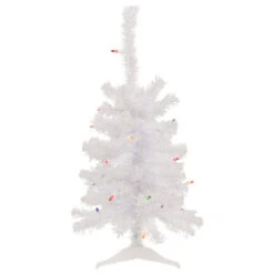 Northlight 2' Lighted Woodbury White Pine Slim Artificial Christmas Tree, Multi Lights
