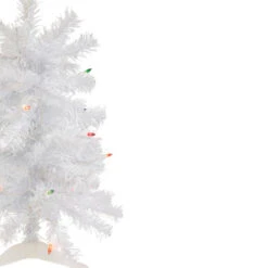 Northlight 2' Lighted Woodbury White Pine Slim Artificial Christmas Tree, Multi Lights -Winter Decor Store northlight sm92886 3 74238.1656004930