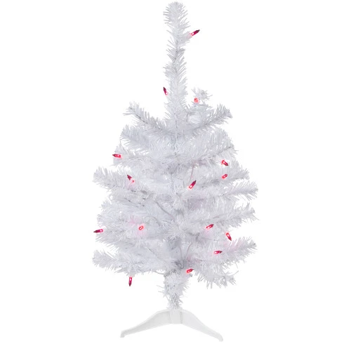 Northlight 2' Pre-Lit Woodbury White Pine Slim Artificial Christmas Tree, Pink Lights 1 Northlight 2' Pre-Lit Woodbury White Pine Slim Artificial Christmas Tree, Pink Lights
