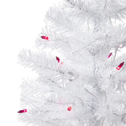 Northlight 2' Pre-Lit Woodbury White Pine Slim Artificial Christmas Tree, Pink Lights 3 Northlight 2' Pre-Lit Woodbury White Pine Slim Artificial Christmas Tree, Pink Lights - Image 3
