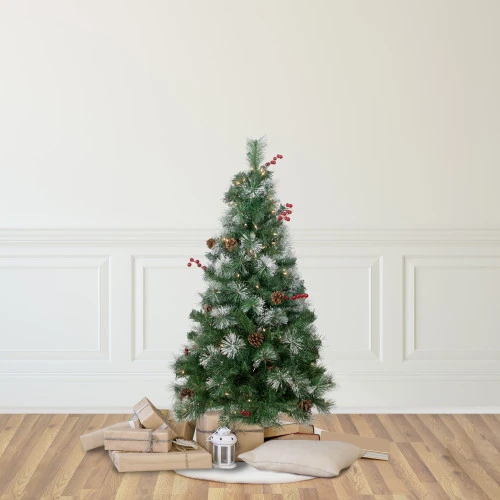 4' Pre-Lit Frosted Carolina Berry Spruce Artificial Christmas Tree, Clear Lights 2 4' Pre-Lit Frosted Carolina Berry Spruce Artificial Christmas Tree, Clear Lights - Image 2
