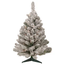 Northlight 3' Pre-Lit Heavily Flocked Madison Pine Medium Artificial Christmas Tree, Clear Lights