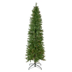 Northlight 6.5' Pre-Lit Silver Lake Fir Pencil Artificial Christmas Tree, Multi Lights
