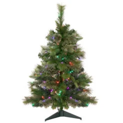 Northlight 3' Pre-Lit Kingston Cashmere Pine Full Artificial Christmas Tree, Multi LED Lights