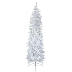 Northlight 6.5' Pre-Lit Woodbury White Pine Pencil Artificial Christmas Tree, Blue Lights