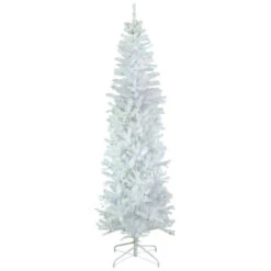 Northlight 6.5' Pre-Lit Woodbury White Pine Pencil Artificial Christmas Tree, Green Lights